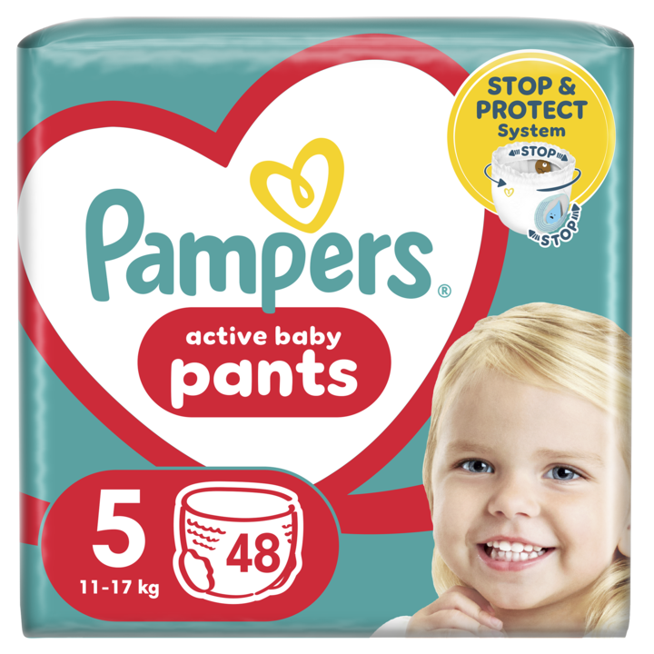 Пелени-гащички Pampers Pants Jumbo Pack Размер 5, 12-17 кг, 48 броя