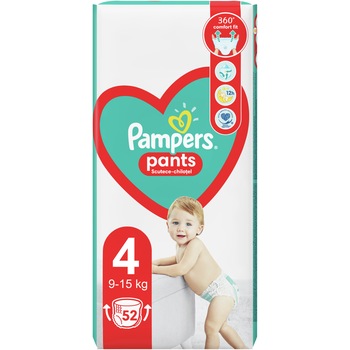 Scutece-chilotel Pampers Pants Jumbo Pack Marimea 4, 9-15 kg, 52 buc Scutece-chilotel Pampers Pants Jumbo Pack Marimea 4, 9-15 kg, 52 buc