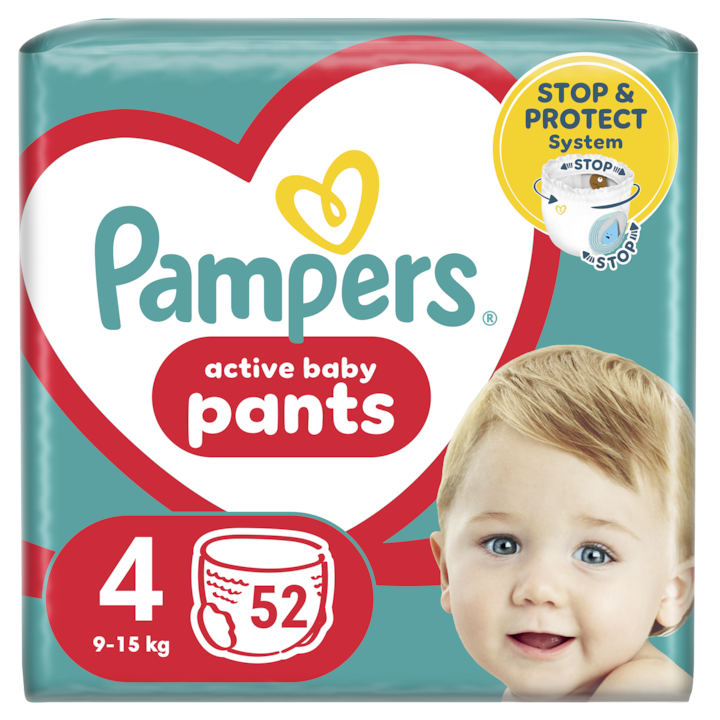 Pampers Pants Nadrágpelenka, Jumbo Pack, 4-es méret, 9-15 kg, 52 db