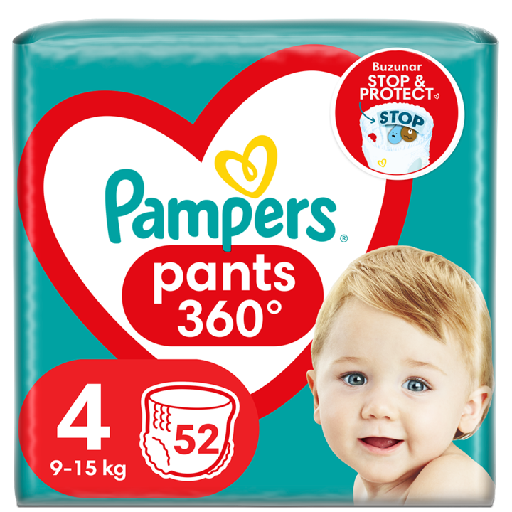 Scutece-chilotel Pampers Pants Jumbo Pack Marimea 4, 9-15 Kg, 52 buc