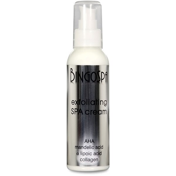 Crema de fata exfolianta BingoSpa cu acizi AHA, Acid mandelic, Acid alfa-lipoic si colagen, 135 g