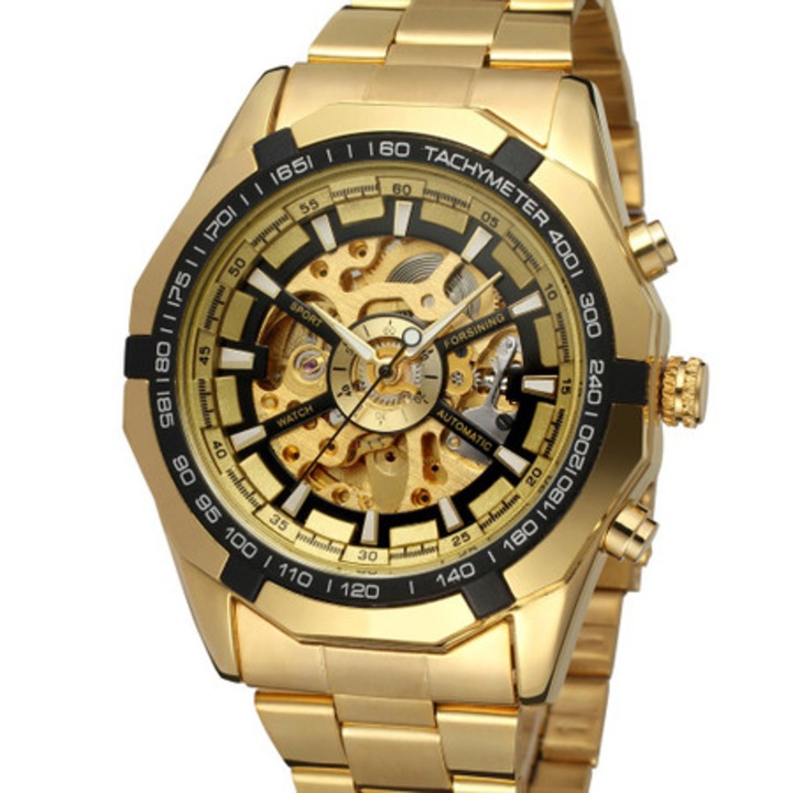 Мъжки часовник Forsining, Златен, каишка от неръждаема стомана