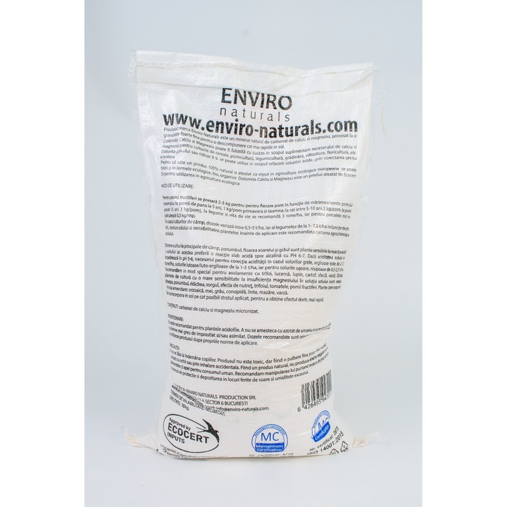 Supliment mineral natural cu concentratie mare de calciu si magneziu, dolomita Enviro Naturals, 10Kg