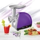 Masina de tocat Heinner MG1600TA-UV, 1600 W, accesoriu rosii si carnati, 3 site de taiere, cutit inox, Violet