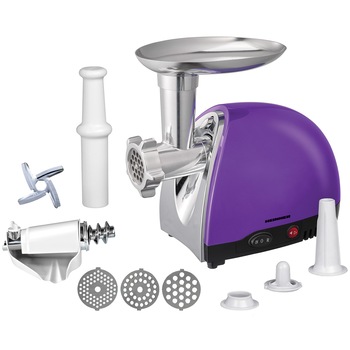 Masina de tocat Heinner MG1600TA-UV, 1600 W, accesoriu rosii si carnati, 3 site de taiere, cutit inox, Violet Masina de tocat Heinner MG1600TA-UV, 1600 W, accesoriu rosii si carnati, 3 site de taiere, cutit inox, Violet
