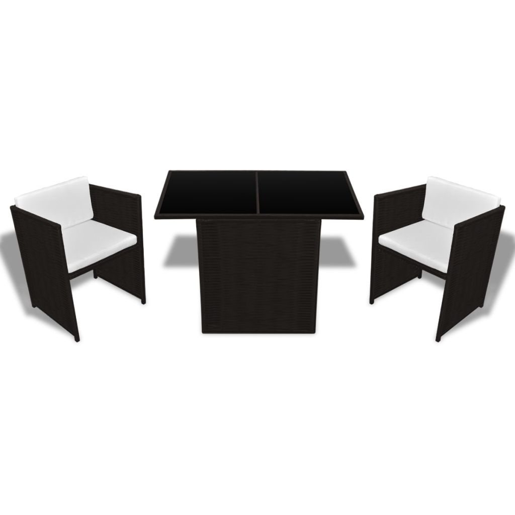 Set mobilier gradina/terasa/exterior 3 piese, vidaXL, Ratan, 102 x 58 x 76 cm, Maro