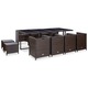 Set mobilier de exterior cu perne vidaXL, 13 piese, maro, poliratan, 124.6 kg