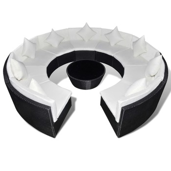 Set mobilier de gradina cu 37 piese, rotund, vidaXL, Poliratan, Negru, 280 x 145 x 58 cm Set mobilier de gradina cu 37 piese, rotund, vidaXL, Poliratan, Negru, 280 x 145 x 58 cm