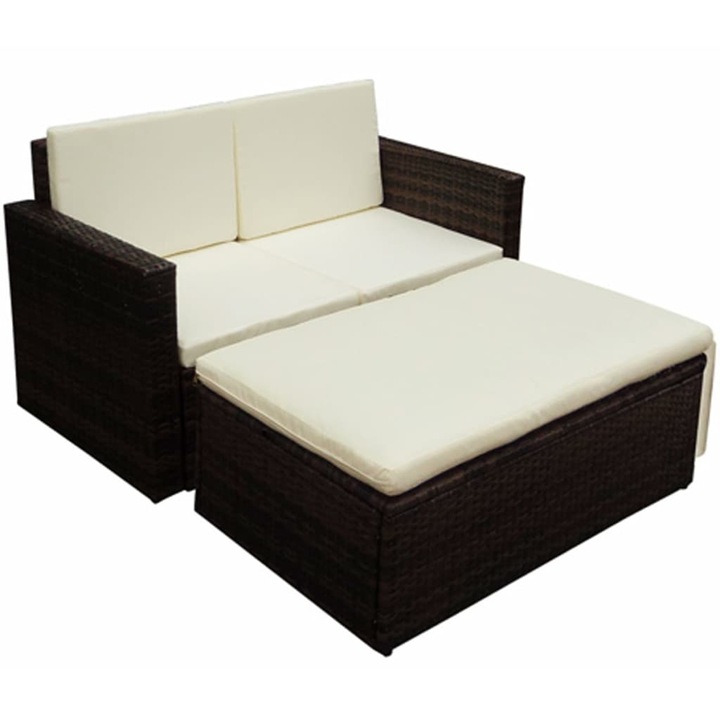 vidaXL 2-részes barna polyrattan kerti bútorszett párnákkal 21.68 kg 42733
