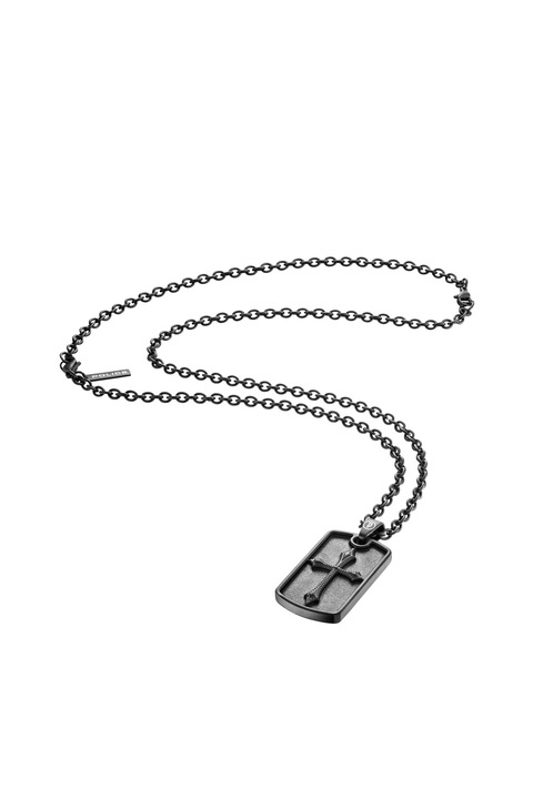 Police, Colier din otel inoxidabil cu placuta militara, Negru