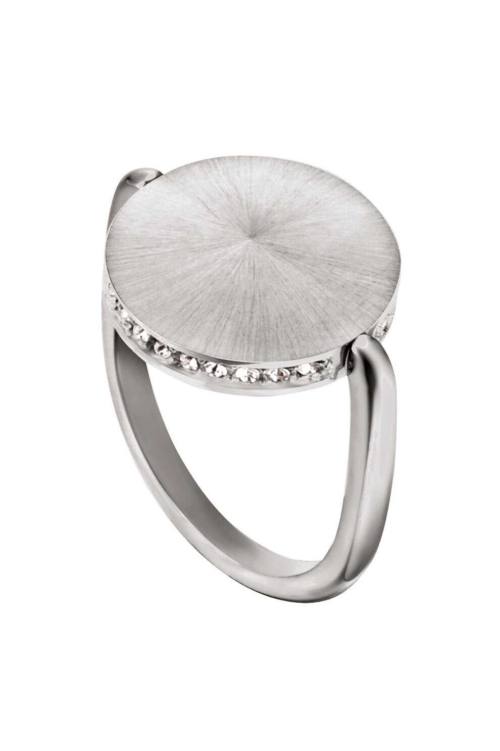 Esprit, Inel din otel inoxidabil cu detaliu rotund si cristale Sunset Sparkle, Argintiu, 54 Standard