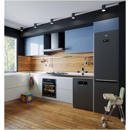 Masina de spalat vase Beko DFN38530DX, 15 seturi, 8 programe, Fast +, Motor ProSmart Inverter, AquaIntense, SteamGloss, Clasa D, 60 cm, Dark Inox