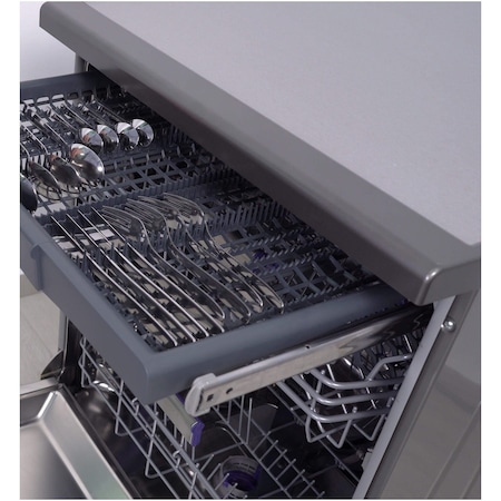 Masina de spalat vase Beko DFN38530DX, 15 seturi, 8 programe, Fast +, Motor ProSmart Inverter, AquaIntense, SteamGloss, Clasa D, 60 cm, Dark Inox