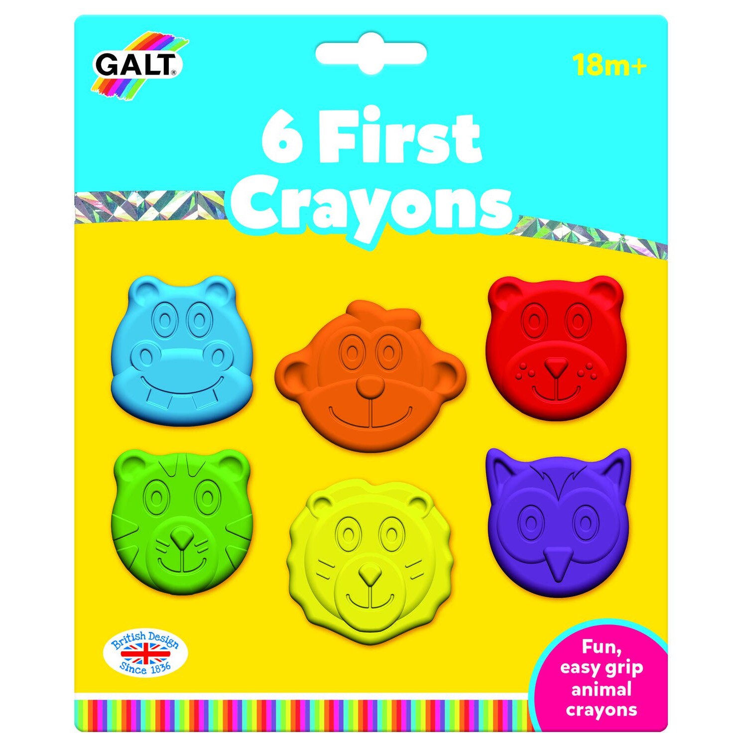 Set creativ creioane colorate, 6 buc, Animalute, Galt