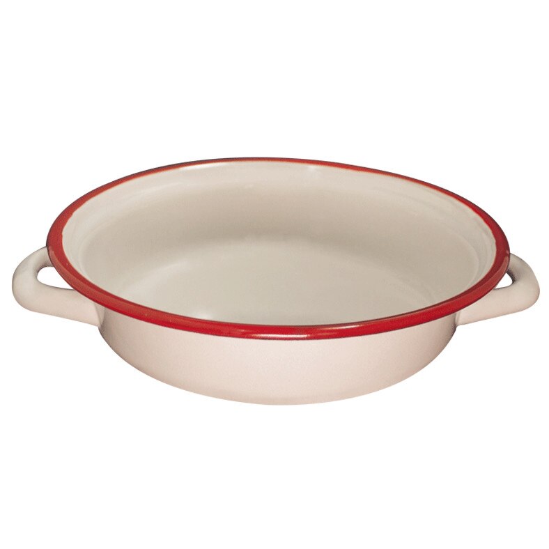 Tava emailata gatire cu 2 manere RAKI RETRO 18cm crem ,rosu
