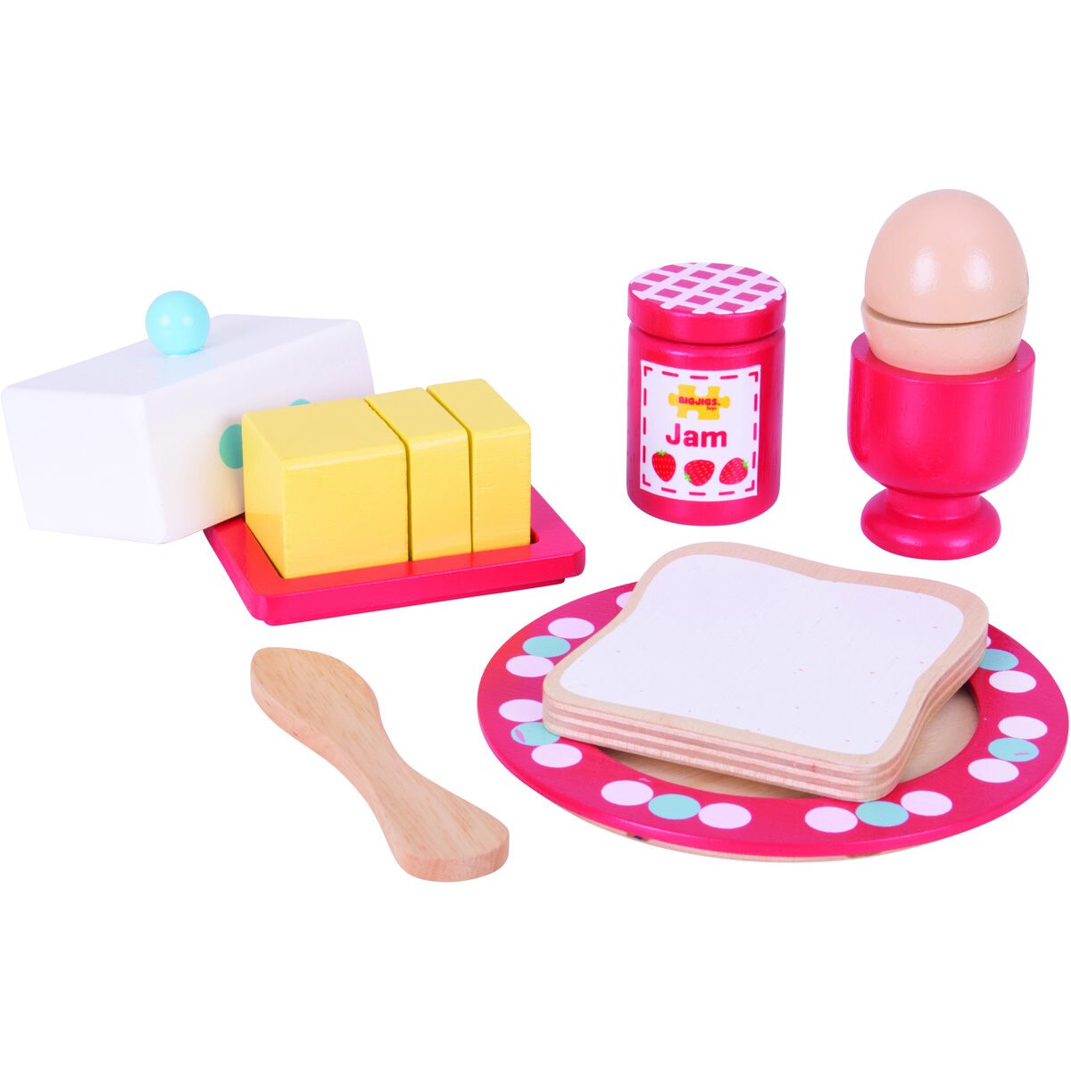 Joc de rol BigJigs - Set mic dejun din lemn