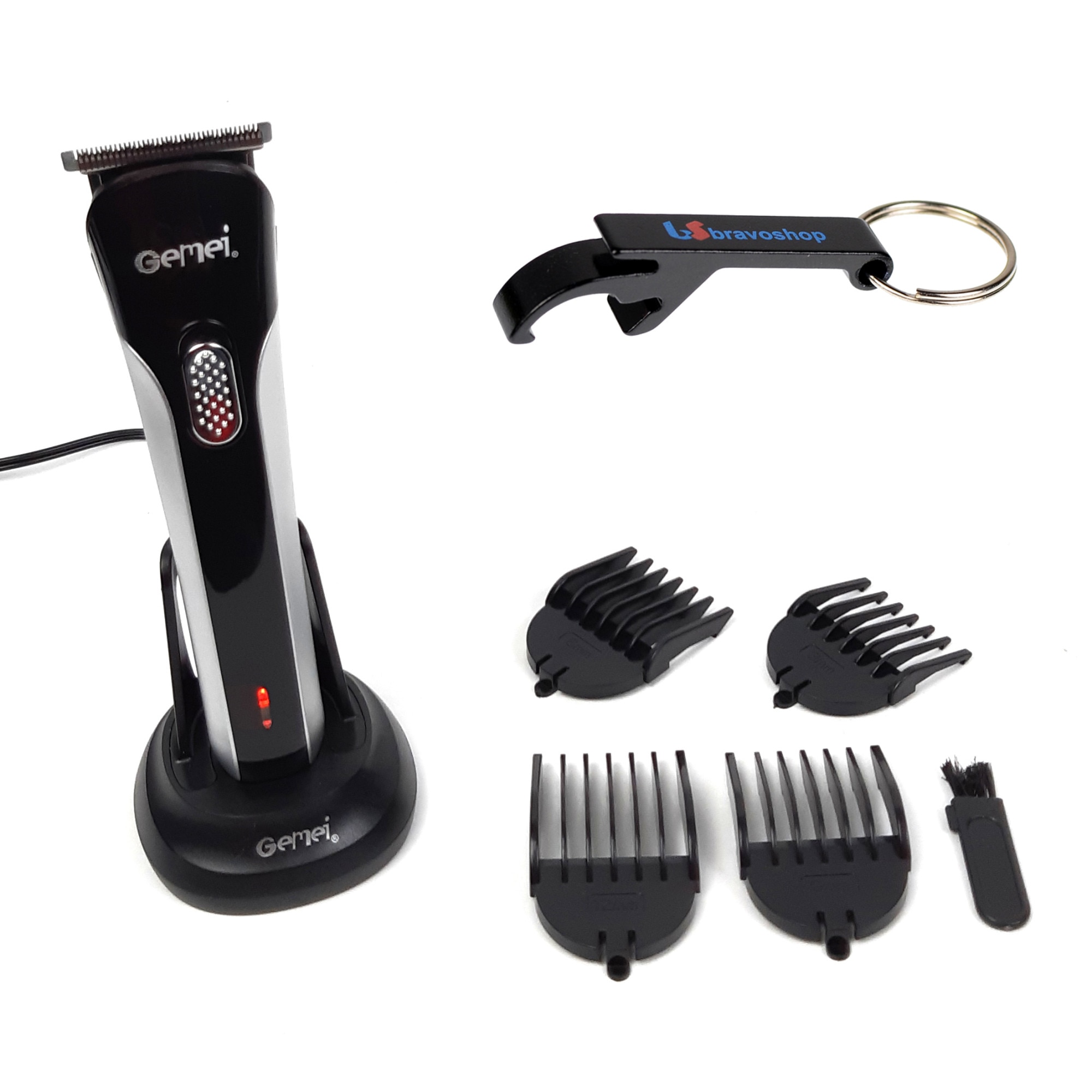 Set masina profesionala de tuns contur, cu acumulator si cablu, Gemei - GM672