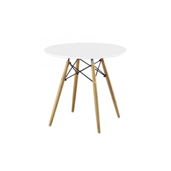Masa living alba rotunda, cadru lemn Ax Promeus Masa living alba rotunda, cadru lemn Ax Promeus