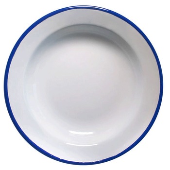 Farfurie emailata adanca RAKI RETRO 22 cm alb,albastru Farfurie emailata adanca RAKI RETRO 22 cm alb,albastru