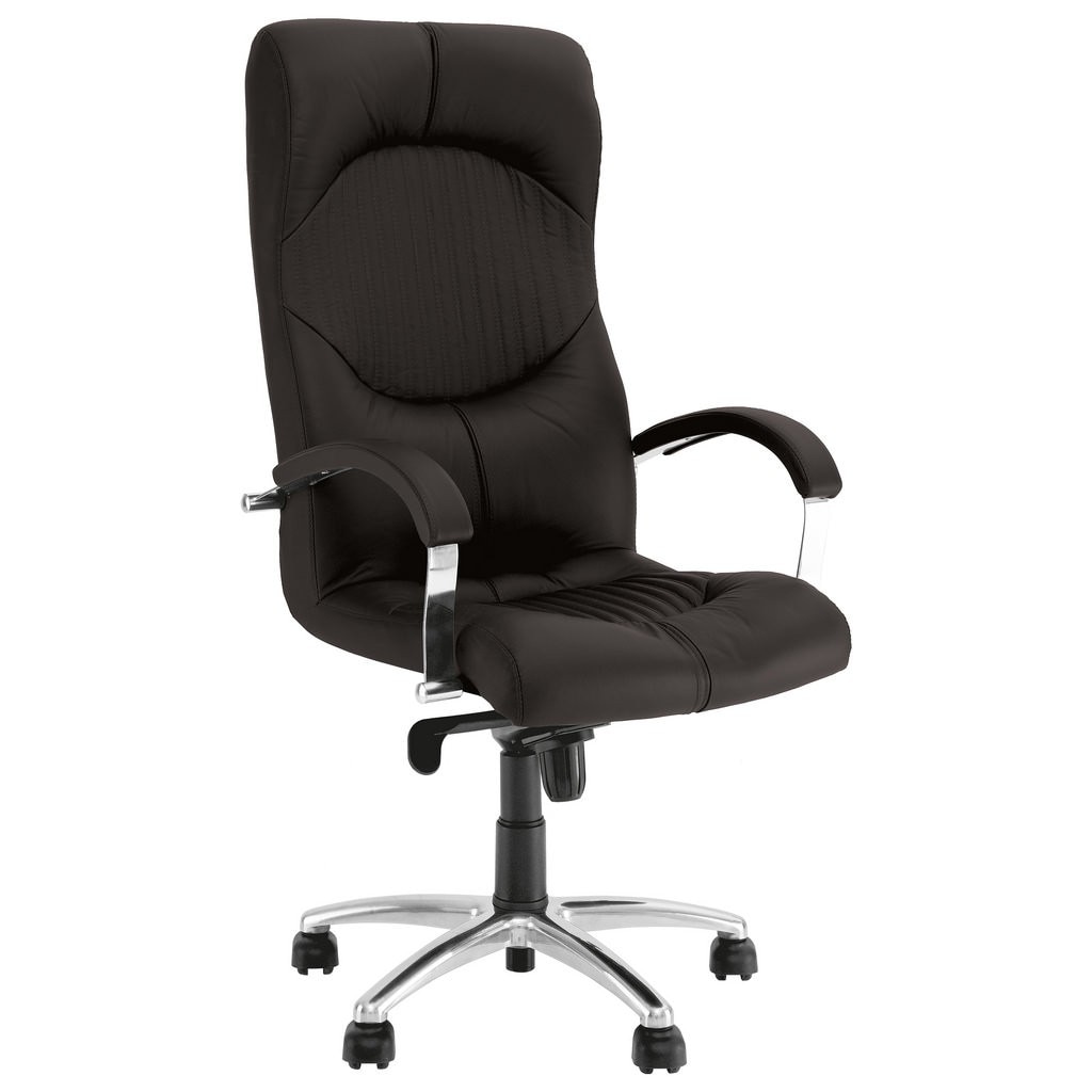 Scaun directorial GERMES STEEL CHROME, Negru piele naturala