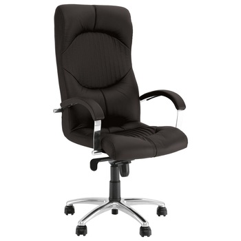 Scaun directorial GERMES STEEL CHROME, Negru piele naturala Scaun directorial GERMES STEEL CHROME, Negru piele naturala