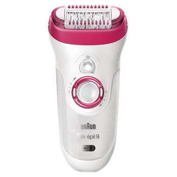 Epilator Braun Silk-epil 9521, Wet & Dry, 40 Pensete, MicroGrip, 2 Viteze, Acumulator, 2 Accesorii, Alb/Roz Epilator Braun Silk-epil 9521, Wet & Dry, 40 Pensete, MicroGrip, 2 Viteze, Acumulator, 2 Accesorii, Alb/Roz