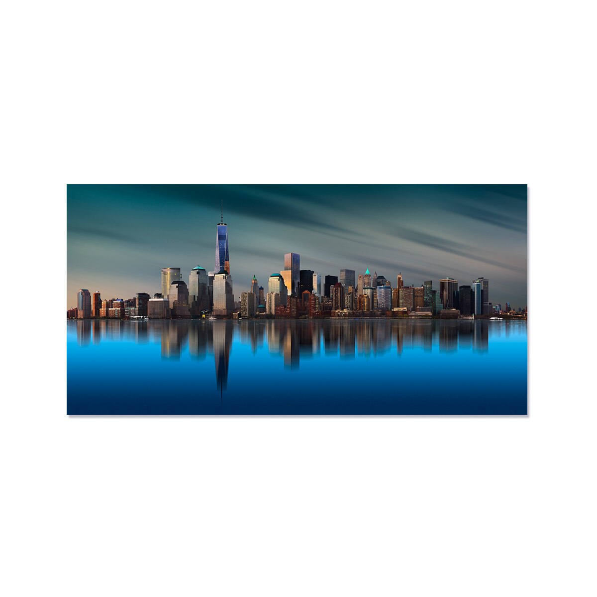 Tablou Canvas - Lumini in oras, Reflectie, Rau, Cladiri, 50 x 100 cm