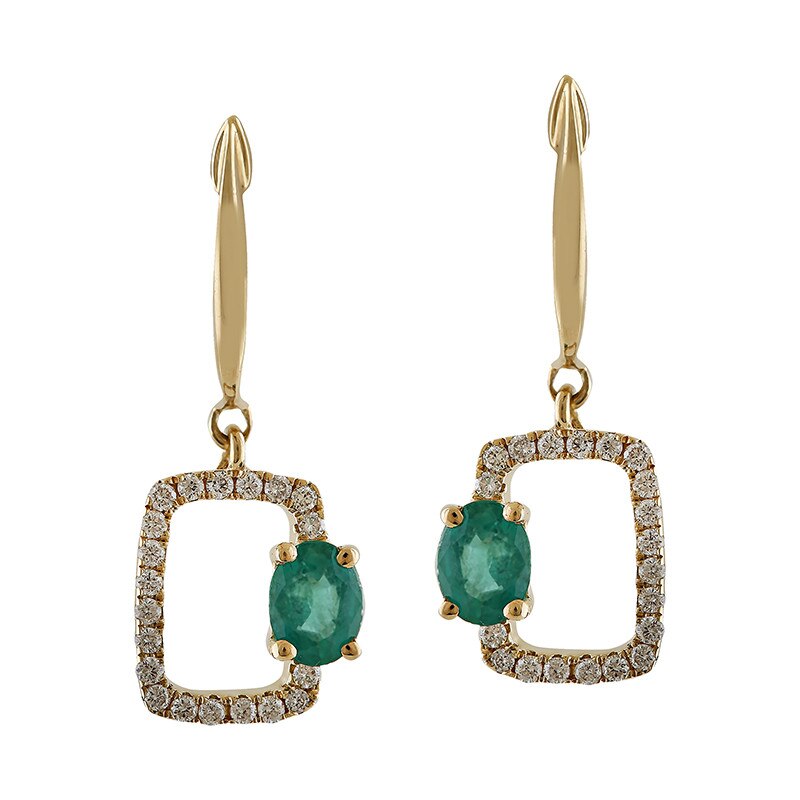 Cercei Deruvo Aur 18k Diamante, Smaralde E3782E-Y