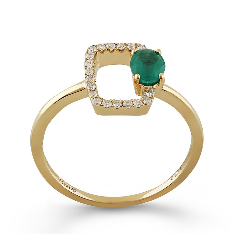 Inel Deruvo Aur 18k Diamante, Smarald, 53 R5427E-Y