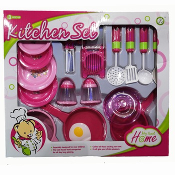 Set bucatarie copii - 17 piese - vase si aragaz Set bucatarie copii - 17 piese - vase si aragaz