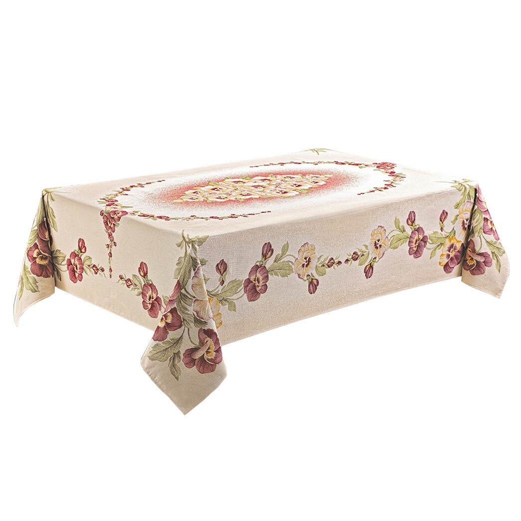 Fata de masa Valentini Bianco din bumbac, model goblen, dimensiune 160x350 cm, Violet