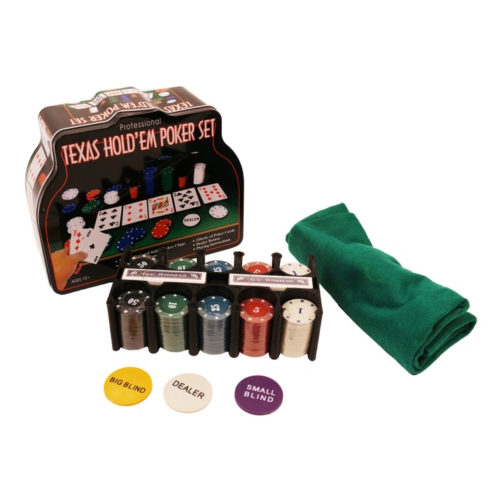 Pókerkészlet, professzionális Texas Hold'em, 200 darab