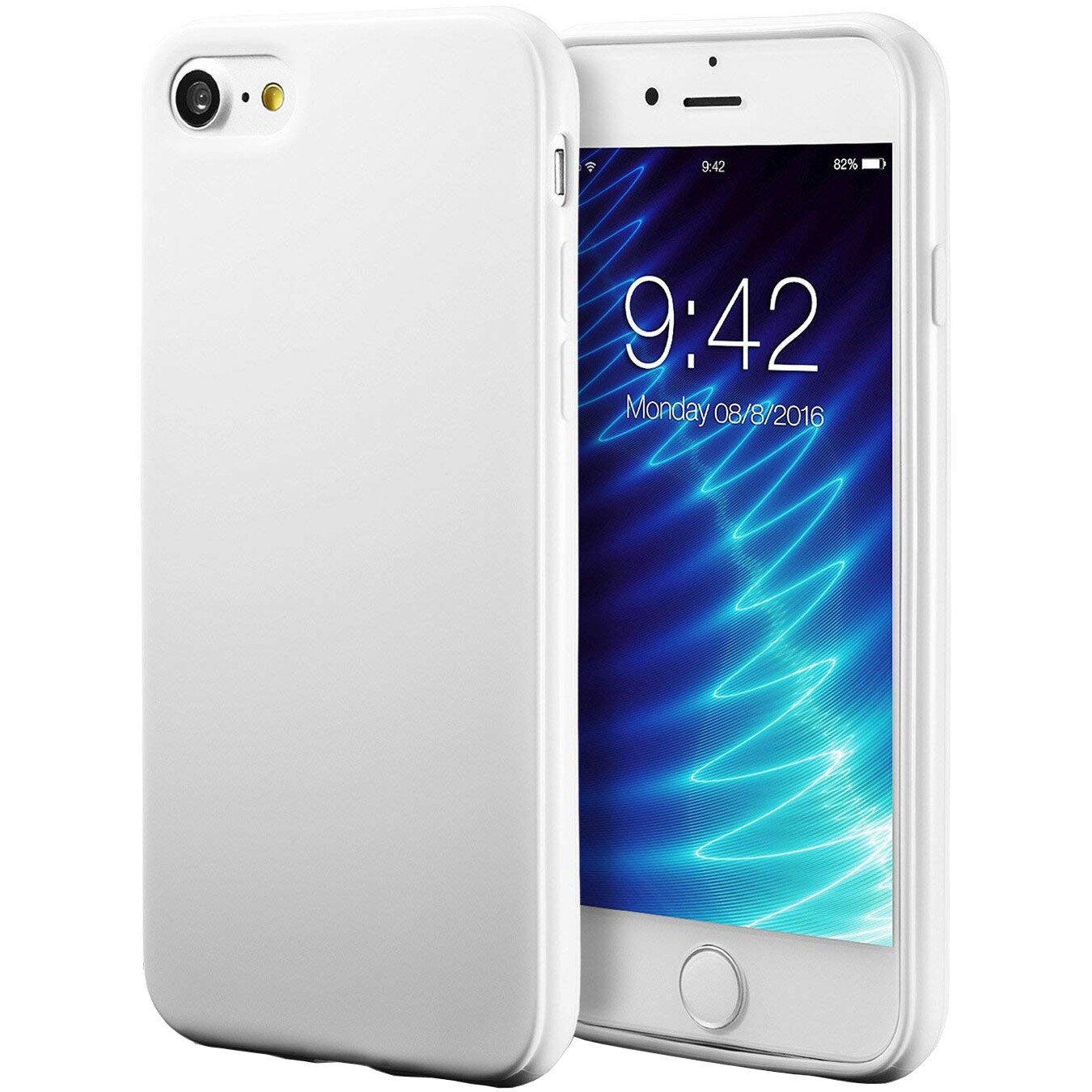 Husa Kabelwelt GKWQCHS148 pentru Apple iPhone 7/8, Capac premium silicon slim, Alb mat