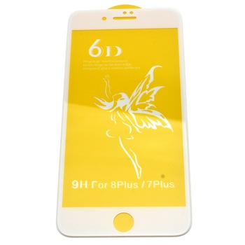 Apple iPhone 8 Plus Folie protectie 6D sticla securizata 9H full cover full glue acoperire completa alba Apple iPhone 8 Plus Folie protectie 6D sticla securizata 9H full cover full glue acoperire completa alba