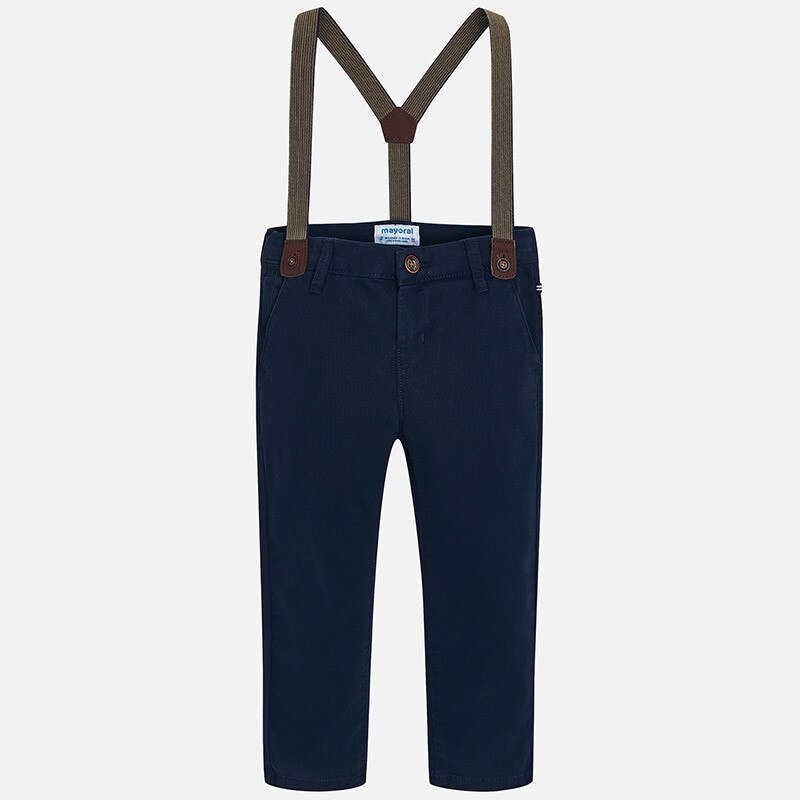 Pantaloni chino cu bretele baiat Slim fit, Mayoral, Bleumarin inchis, Bleumarin inchis, 92 CM