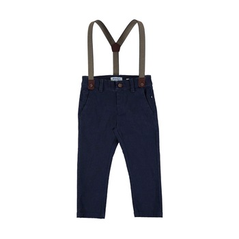 Pantaloni blug tip chino Mayoral Slim Fit cu bretele, Albastru marin Pantaloni blug tip chino Mayoral Slim Fit cu bretele, Albastru marin
