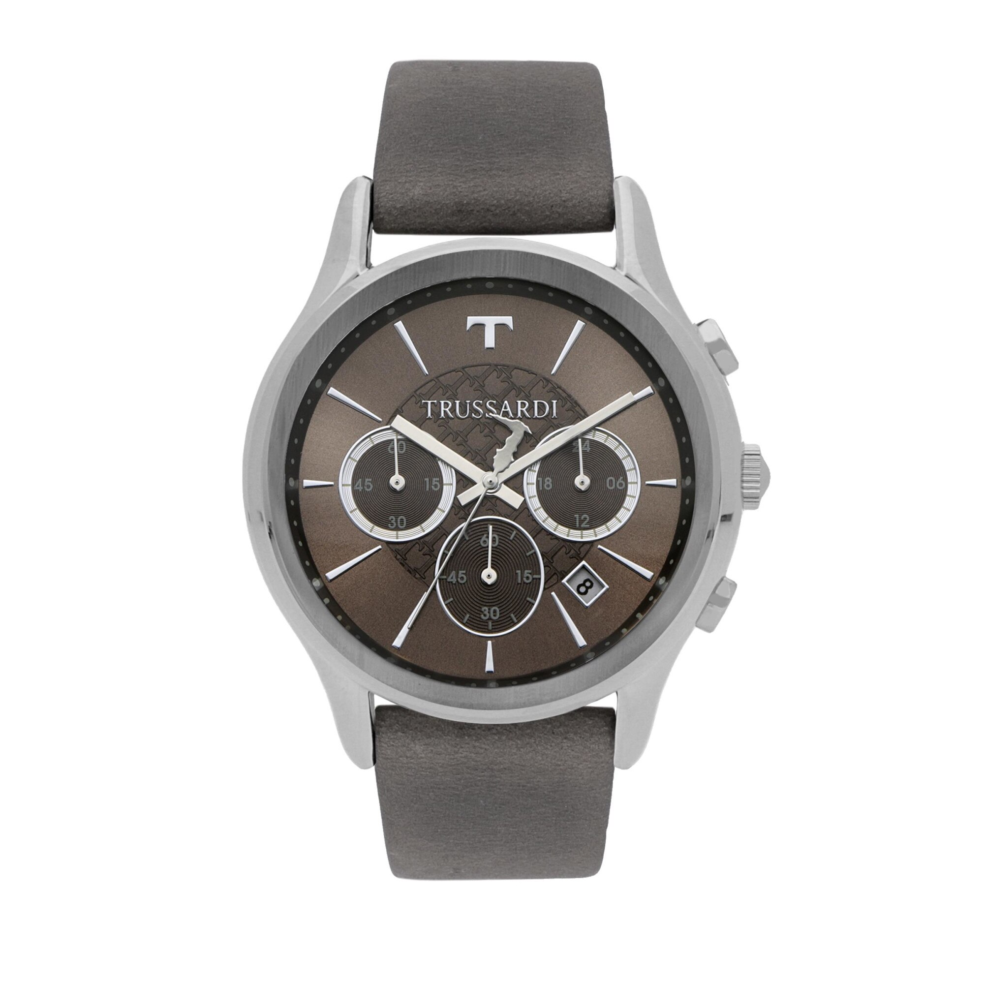Ceas Trussardi R2471612002, cronograf, carcasa 42mm, curea maro piele