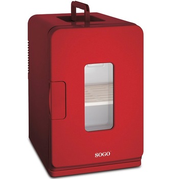 Mini frigider, SOGO, 58W, capacitate 15l, adaptor priza auto 12V, functie incalzire, tehnologie tehnoelectrica (zgomot aproape inexistent), rosu Mini frigider, SOGO, 58W, capacitate 15l, adaptor priza auto 12V, functie incalzire, tehnologie tehnoelectrica (zgomot aproape inexistent), rosu