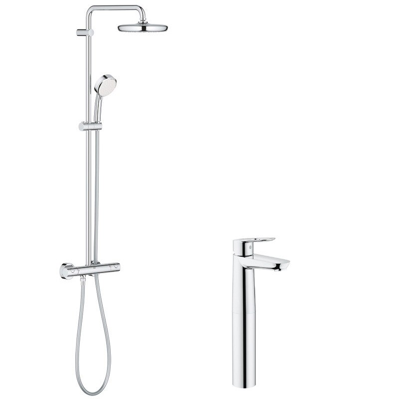 Pachet Coloana dus Grohe Tempesta 210 + baterie lavoar Bauloop XL