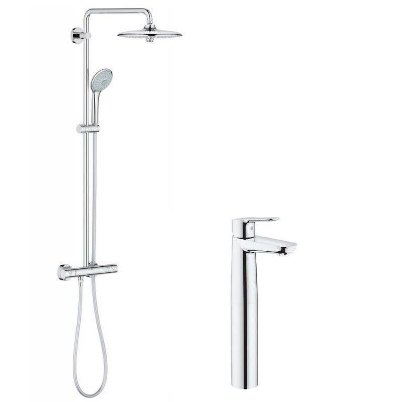 Pachet promo Coloana dus Grohe Euphoria 260 + baterie lavoar Bauedge XL blat