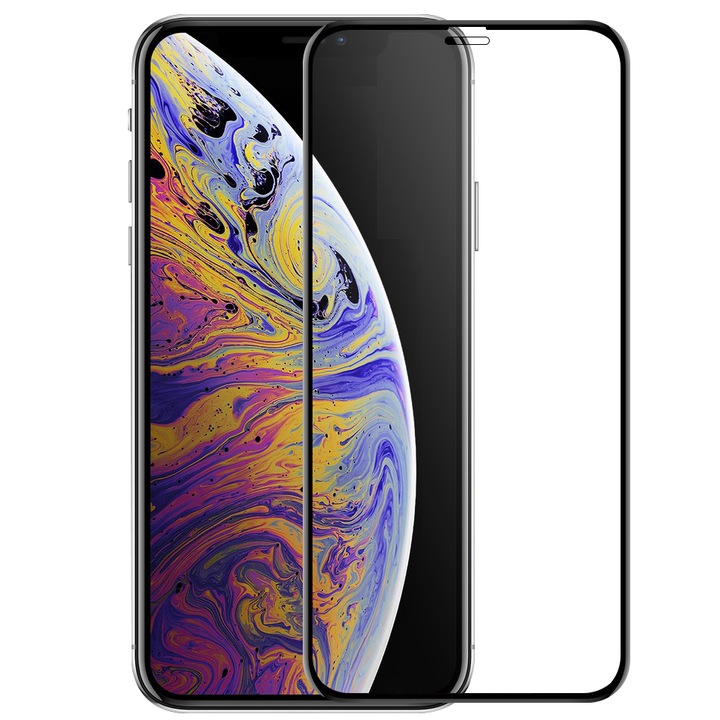 Folie sticla securizata 3D Tellur pentru iPhone 11 Pro Max, Xs Max, Negru