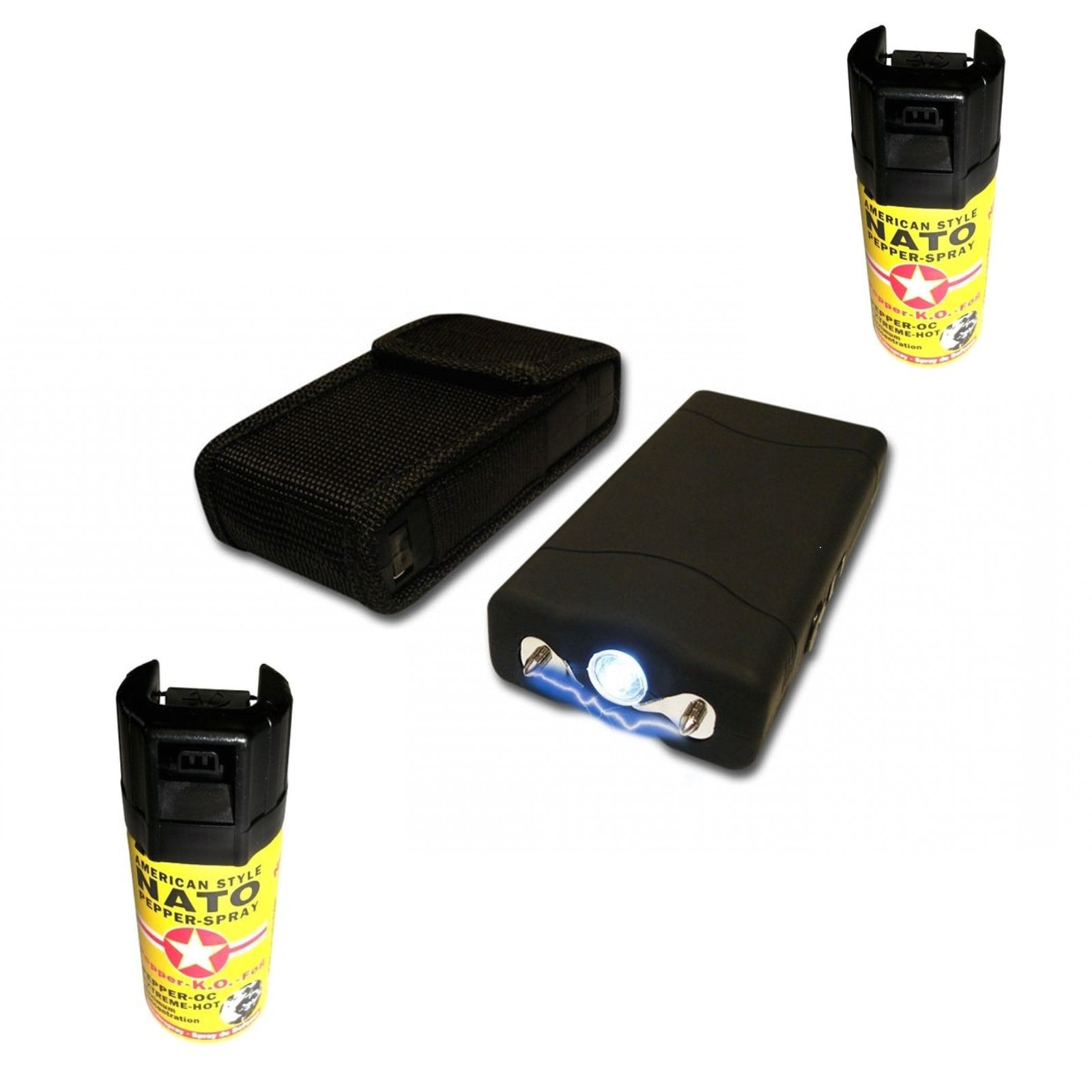 Set autoaparare format electrosoc Type 800 si 2 spray-uri Nato paralizant 60ml, New Generation by Urban Trends ®