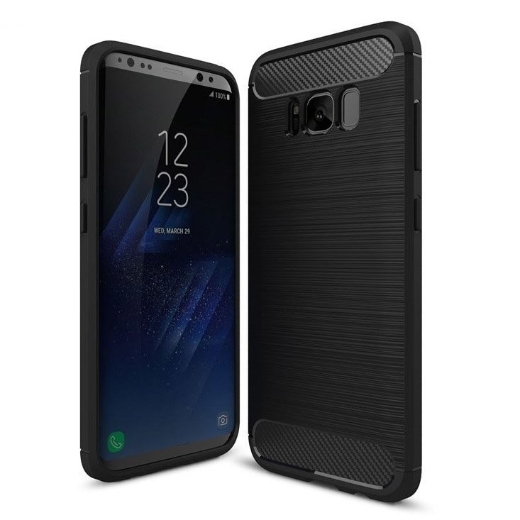 Capac de protectie Carbon Stripe pentru Samsung Galaxy S8, silicon moale, negru
