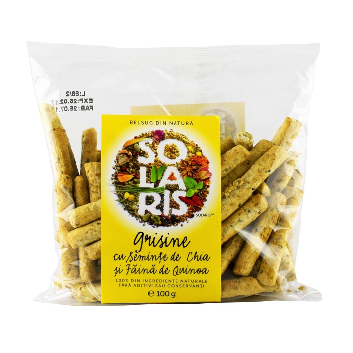Grisine Faina Integrala Cu Seminte Chia Si Faina De Quinoa 100Gr Solaris
