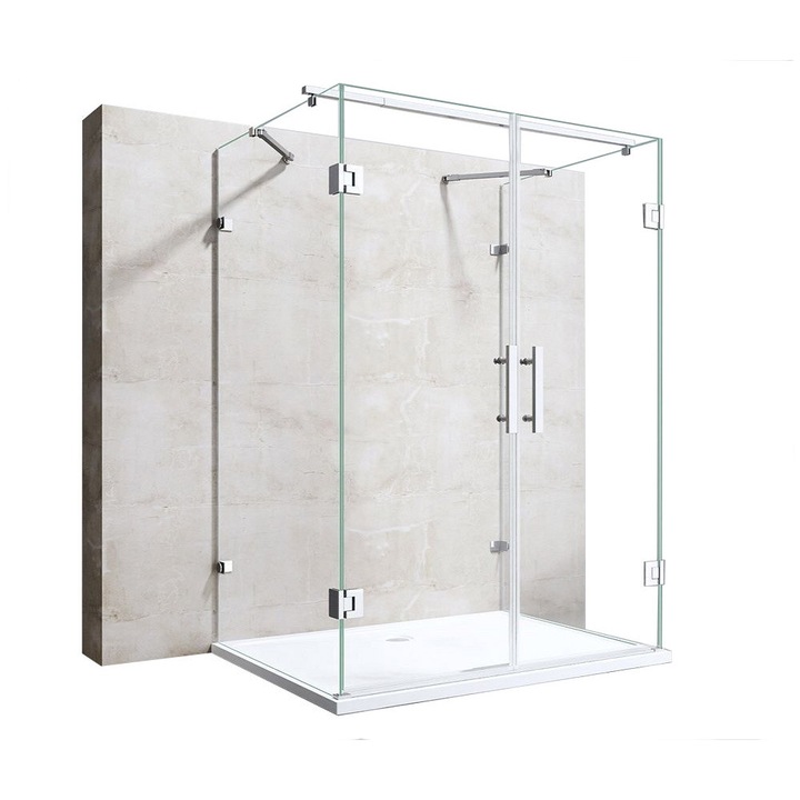 Cabina dus, 3 laturi, 90x120 cm, usi Batante, deschidere 180 grade, sticla securizata 8 mm, EGO-40