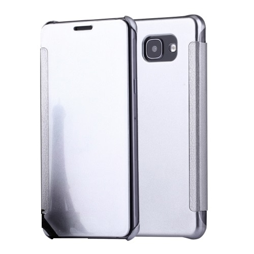 Husa SMART COVER pentru SAMSUNG GALAXY A7 (2016) A710, Piele, Functie Sleep/Wake-up, Argintiu