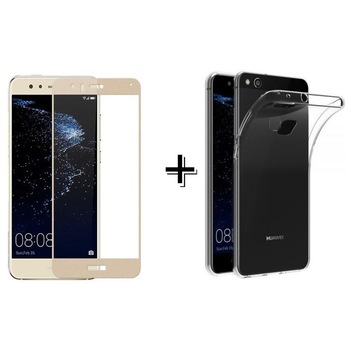 Pachet Folie Sticla Full Glue Aurie + Husa silicon transparenta Huawei P20 Pachet Folie Sticla Full Glue Aurie + Husa silicon transparenta Huawei P20