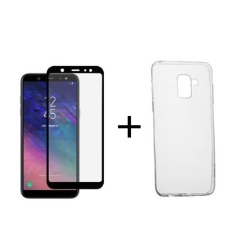 Pachet Folie Sticla Full Glue Negru + Husa silicon transparenta Samsung Galaxy A8 Plus 2018 Pachet Folie Sticla Full Glue Negru + Husa silicon transparenta Samsung Galaxy A8 Plus 2018