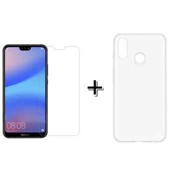 Pachet Folie Sticla + Husa silicon transparenta Huawei P20 LITE Pachet Folie Sticla + Husa silicon transparenta Huawei P20 LITE