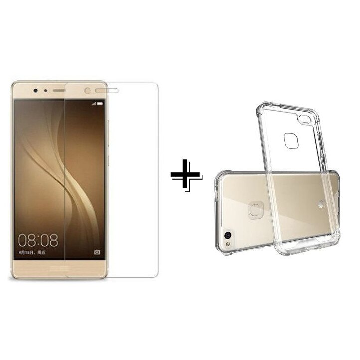 Pachet Folie Sticla + Husa silicon transparenta Huawei P9 LITE